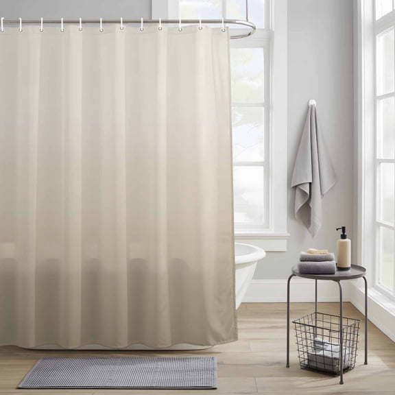 Bathroom Shower Curtain Gradient Beige Brown Waterproof Shower Curtains with Hooks, Color Stripes Texture Bath Curtains Bathtub Curtain Home Decor 36x72in