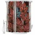 thumbnail image 1 of Bathroom Shower Curtain Gradient Blue Maple Leaves Waterproof Shower Curtains with Hooks, Retro Wooden Palnk Bath Curtains Bathtub Curtain Home Decor 60x72in, 1 of 9