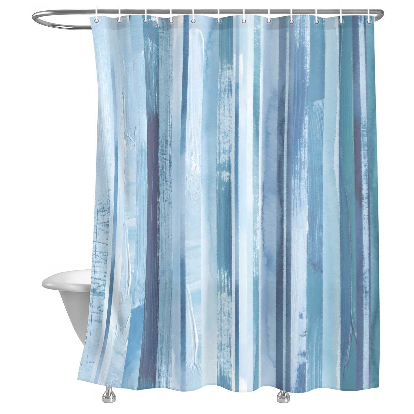 Bathroom Shower Curtain Gradient Blue Stripes Abstract Waterproof ...