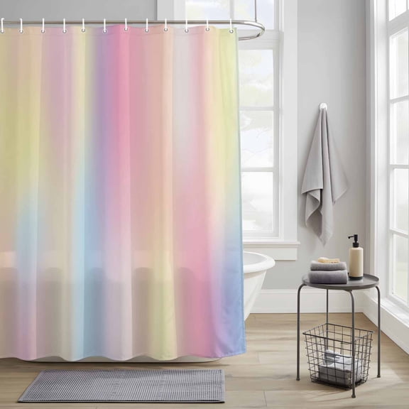 Bathroom Shower Curtain Gradient Rainbow Colored Waterproof Shower Curtains with Hooks, Pink Blue Yellow Bath Curtains Bathtub Curtain Home Decor 36x72in