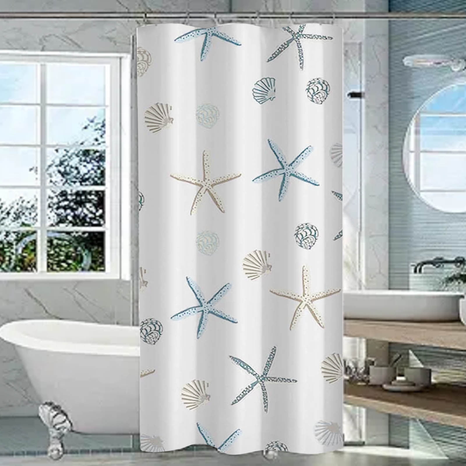 Bathroom Shower Curtain Liner with 6 Hooks, Lightweight Waterproof ...