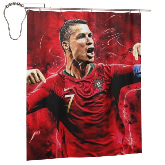 Bathroom Shower Curtain Liner Cristiano Ronaldo Home Decor Washable Fabric 60" x 72" with Hooks