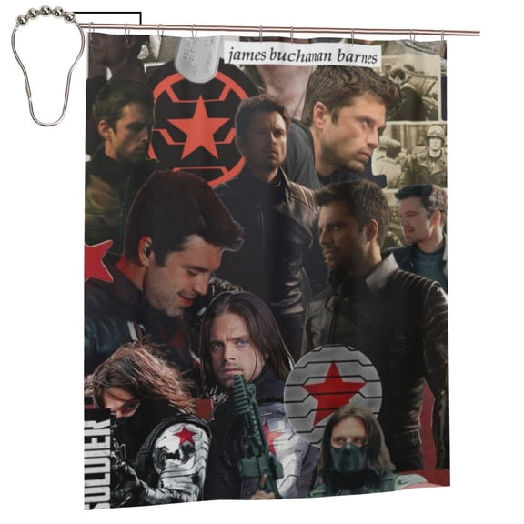 Bathroom Shower Curtain Liner Sebastian Stan Bucky Barnes Home Decor Washable Fabric 60" x 72" with Hooks