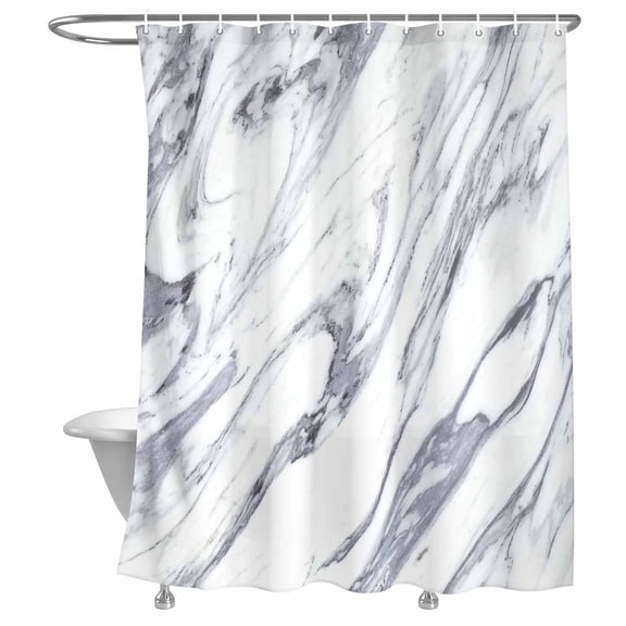Bathroom Shower Curtain Marble Stone Texture Waterproof Shower Curtains with Hooks, Grey and White Bath Curtains Bathtub Curtain Home Decor 72x72in