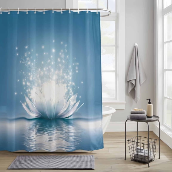 Bathroom Shower Curtain Meditation Lotus Flower Waterproof Shower Curtains with Hooks, Asian Zen Spiritual Bath Curtains Bathtub Curtain Home Decor 36x72in