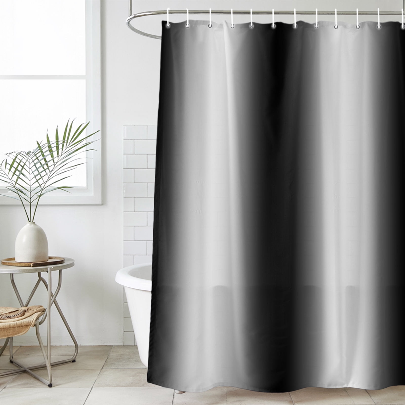Bathroom Shower Curtain Minimalist Gradient Black White Waterproof ...