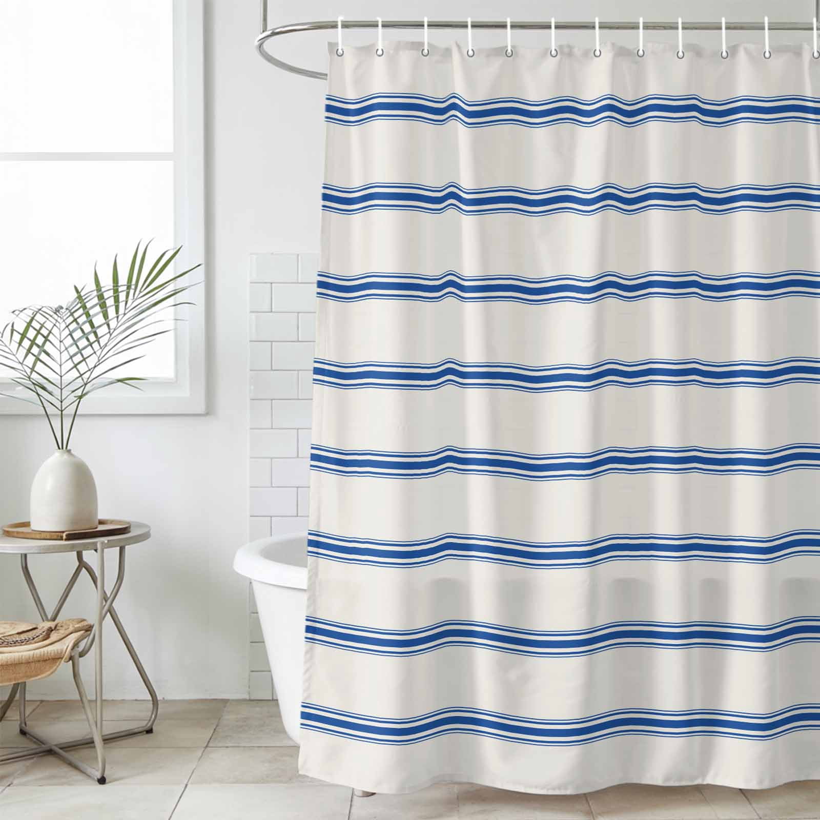 Blue Striped Shower Curtainnull