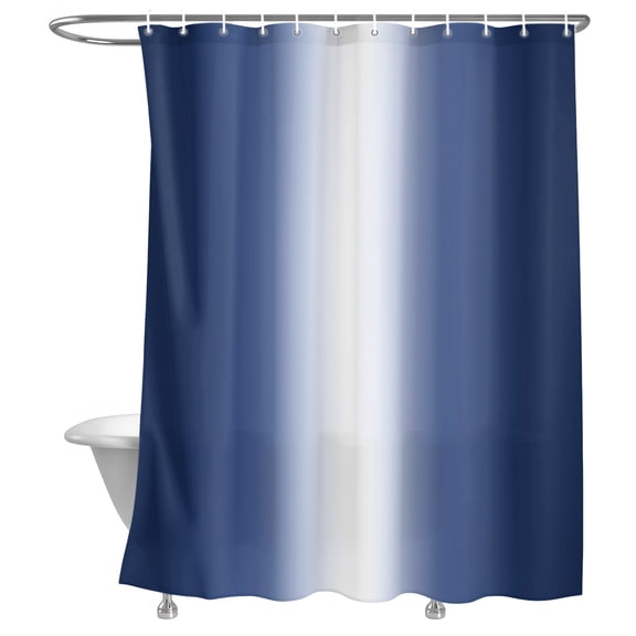 Bathroom Shower Curtain Modern Navy Blue Gradient Waterproof Shower Curtains with Hooks, Coastal Ocean Ombre Bath Curtains Bathtub Curtain Home Decor 72x72in
