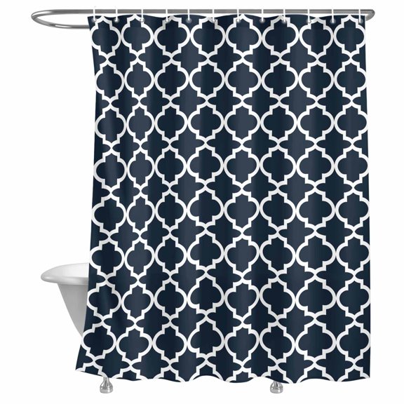 Bathroom Shower Curtain Morocco Ethnic Pattern Waterproof Shower Curtains with Hooks, Modern Geometric on Black Background Bath Curtains Bathtub Curtain Home Decor 72x72in
