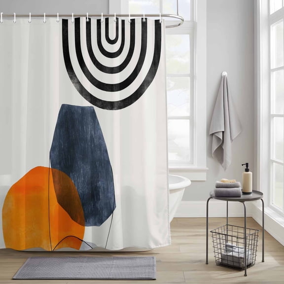 Bathroom Shower Curtain Nordic Style Bohemian Arch Sun Waterproof Shower Curtains with Hooks, Modern Abstract Arts Bath Curtains Bathtub Curtain Home Decor 36x72in