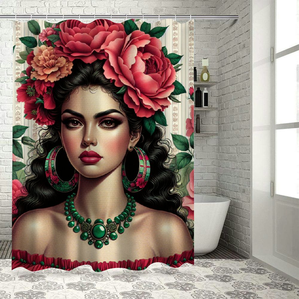 Bathroom Shower Curtain Portrait of The Beautiful Mexican Girl in