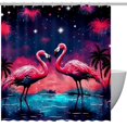 Bathroom Shower Curtain Red Flamingo, Waterproof Fabric Shower Curtain