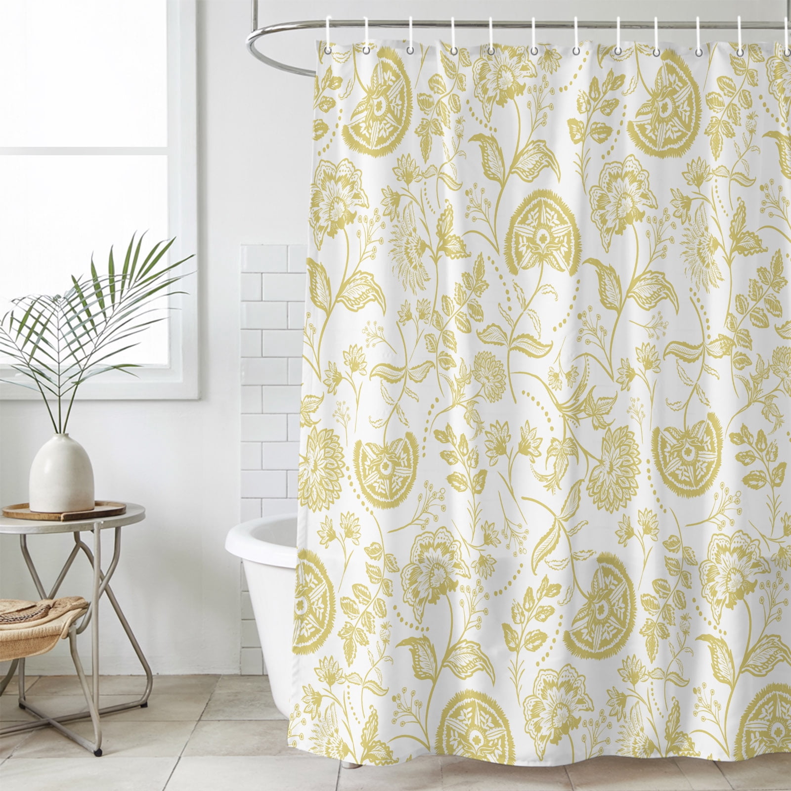 Bathroom Shower Curtain Retro Farm Flowers Pattern Waterproof Shower ...