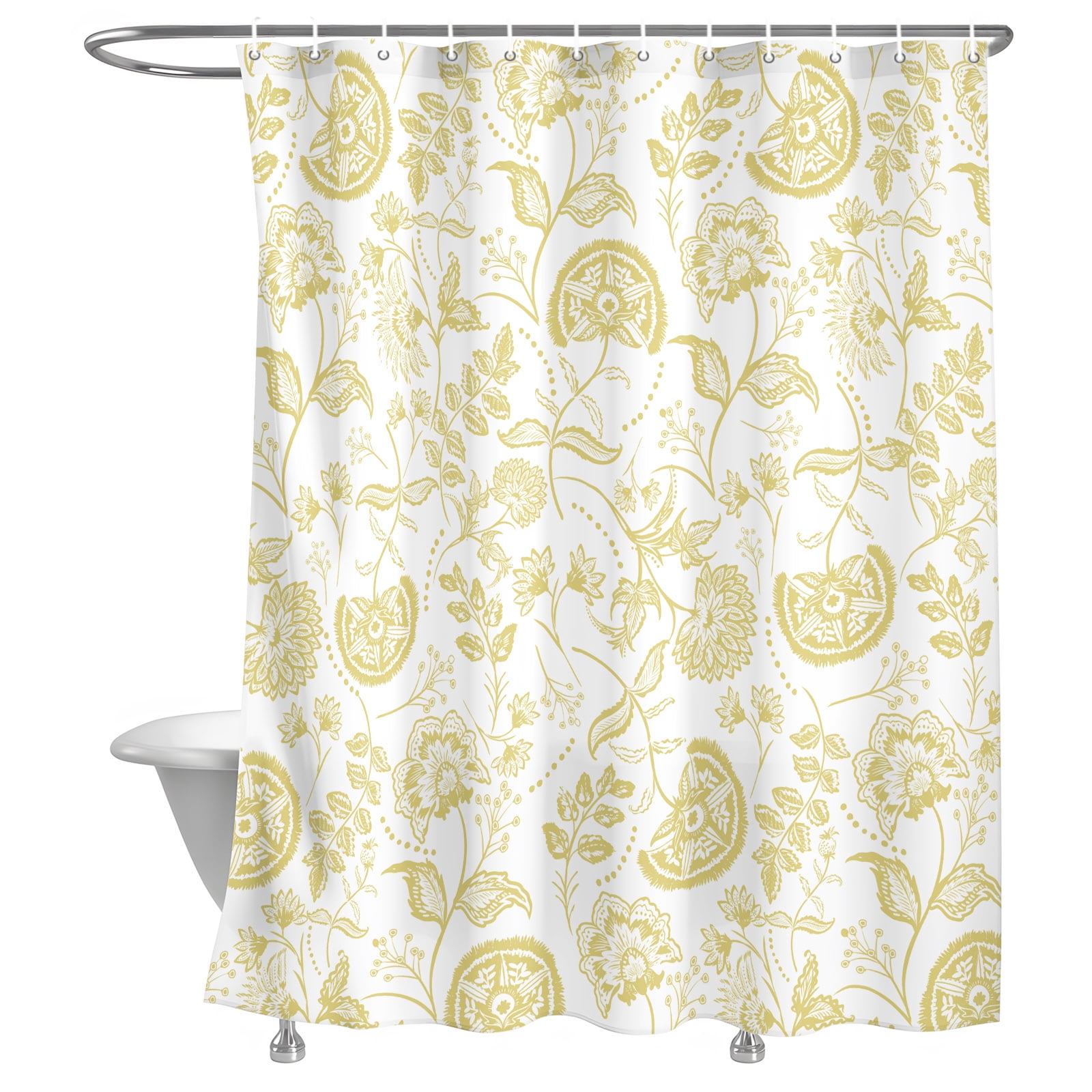 Bathroom Shower Curtain Retro Farm Flowers Pattern Waterproof Shower ...