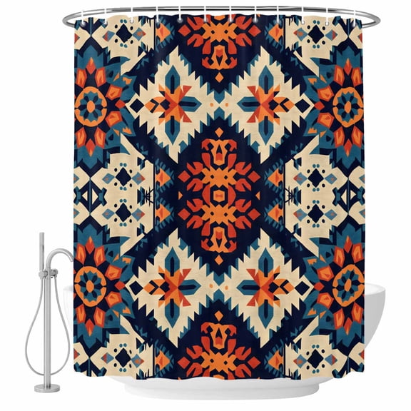 Bathroom Shower Curtain Retro Indian Ethnic Style Waterproof Shower Curtains with Hooks, Ancient Patterns Bath Curtains Bathtub Curtain Home Decor 60x72in