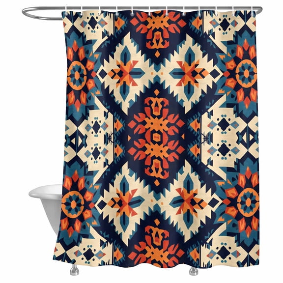 Bathroom Shower Curtain Retro Indian Ethnic Style Waterproof Shower Curtains with Hooks, Ancient Patterns Bath Curtains Bathtub Curtain Home Decor 72x72in