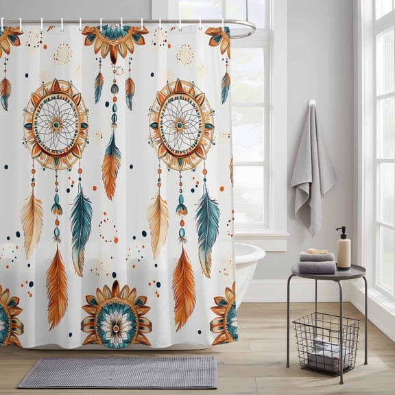 Bathroom Shower Curtain Retro Indian Totem Waterproof Shower Curtains with Hooks, Abstract Ancient Patterns Bath Curtains Bathtub Curtain Home Decor 36x72in