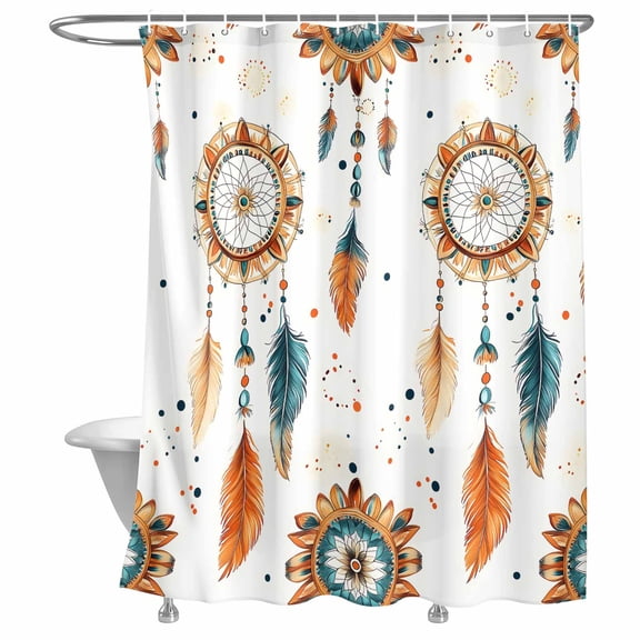 Bathroom Shower Curtain Retro Indian Totem Waterproof Shower Curtains with Hooks, Abstract Ancient Patterns Bath Curtains Bathtub Curtain Home Decor 72x72in