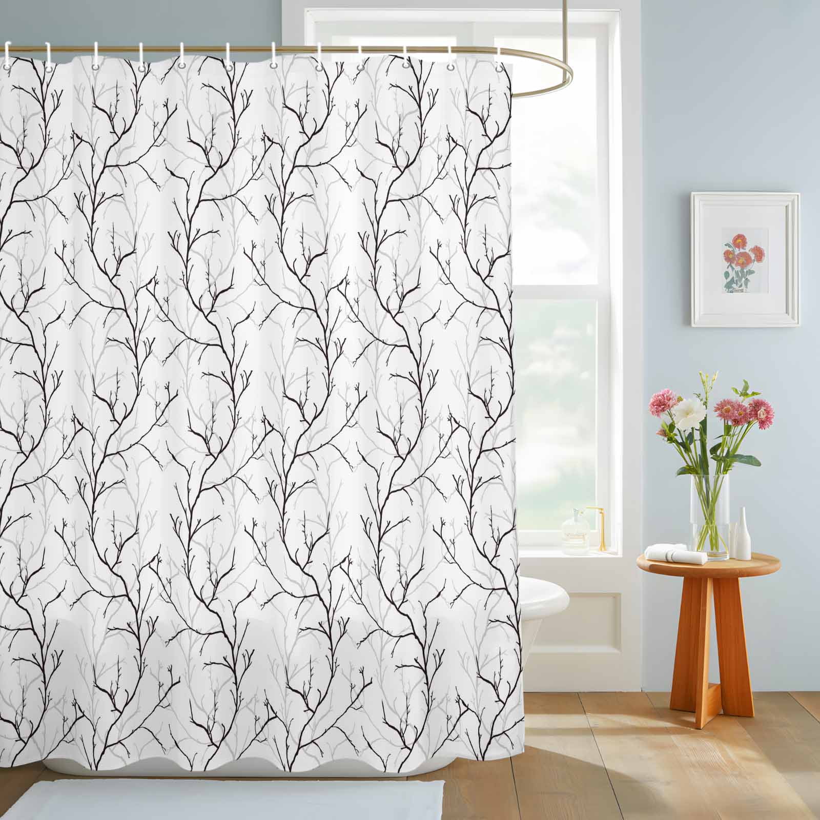 Bathroom Shower Curtain Retro Tree Branches Texture Waterproof Shower ...