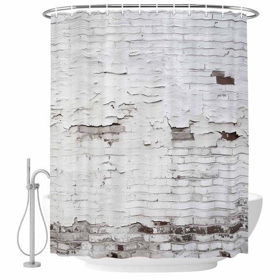 Bathroom Shower Curtain Retro White Brick Wall Backdrop Waterproof Shower Curtains with Hooks, Abstract Pattern Bath Curtains Bathtub Curtain Home Decor 60x72in