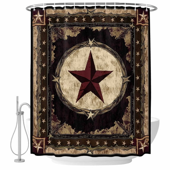 Bathroom Shower Curtain Rustic Texas Western Stars on Wooden Waterproof Shower Curtains with Hooks, Vintage Farmhouse Wood Bath Curtains Bathtub Curtain Home Decor 60x72in