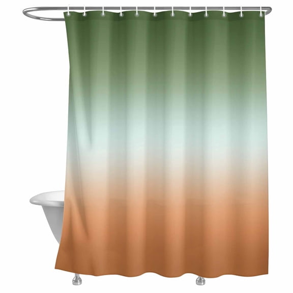 Bathroom Shower Curtain Sage Green Orange Gradient Waterproof Shower Curtains with Hooks, Modern Minimalist Style Ombre Bath Curtains Bathtub Curtain Home Decor 72x72in