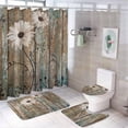 thumbnail image 1 of Bathroom Shower Curtain Sets with Rug, Wood and Maple Leaves Pattern Printed on Bathroom Curtain Sets with Rugs, Great for Master Bath Beach House Modern Home, 72 x 72 inches, 1 of 8