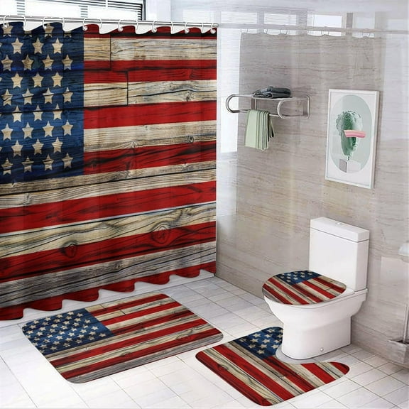 Bathroom Shower Curtain Sets with Rug, Wood and Maple Leaves Pattern Printed on Bathroom Curtain Sets with Rugs, Great for Master Bath Beach House Modern Home, 72 x 72 inches