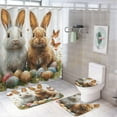 thumbnail image 1 of Bathroom Shower Curtain Sets with Rugs, Eucalyptus Leaves Pattern Printed on Bath Sets for Bathroom Accessories, Perfect for Bathroom Hotel Dorm Spa Home, 72 x 72 inches, 1 of 8