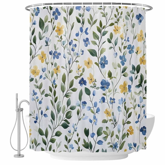 Bathroom Shower Curtain Small Flowers In Full Bloom Waterproof Shower Curtains with Hooks, Spring Leaf Floral Bath Curtains Bathtub Curtain Home Decor 60x72in