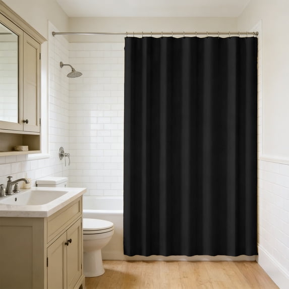 Bathroom Shower Curtain | Solid Color Waterproof Polyester Fabric | Black | 70.87" x 70.87" with 12 Hooks, Rust-Resistant, Easy Clean, Durable Partition Curtain for Home Bathroom Decor