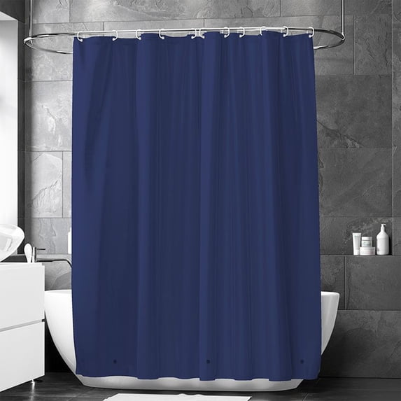 Bathroom Shower Curtain | Solid Color Waterproof Polyester Fabric | Blue | 70.87" x 70.87" with 12 Hooks, Rust-Resistant, Easy Clean, Durable Partition Curtain for Home Bathroom Decor