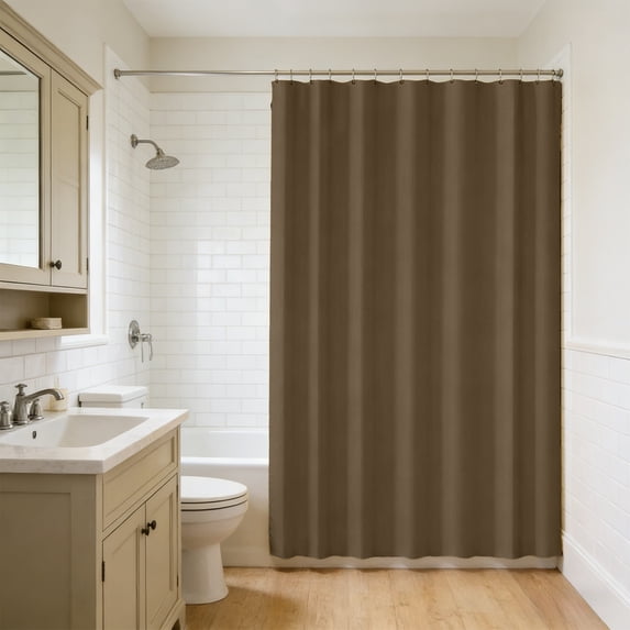 Bathroom Shower Curtain | Solid Color Waterproof Polyester Fabric | Coffee | 70.87" x 70.87" with 12 Hooks, Rust-Resistant, Easy Clean, Durable Partition Curtain for Home Bathroom Decor