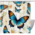 Bathroom Shower Curtain Spring Butterfly, Waterproof Fabric Shower
