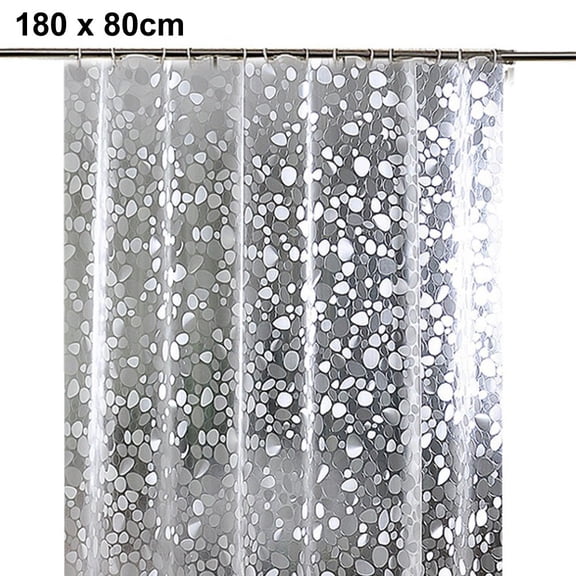 Bathroom Shower Curtain Transparent 3D Eva Shower Curtain with Rustproof Grommet Pebble Stone