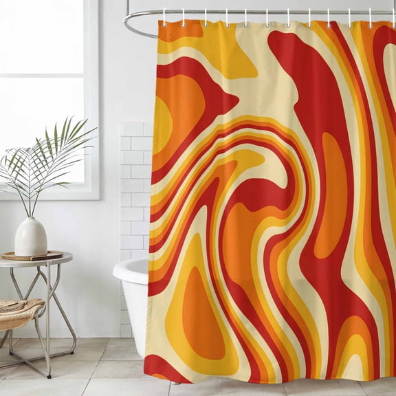 Bathroom Shower Curtain Vector Psychedelic Groovy Back Waterproof Shower Curtains with Hooks, Colorful Modern Abstract Liquid Art Bath Curtains Bathtub Curtain Home Decor 36x72in