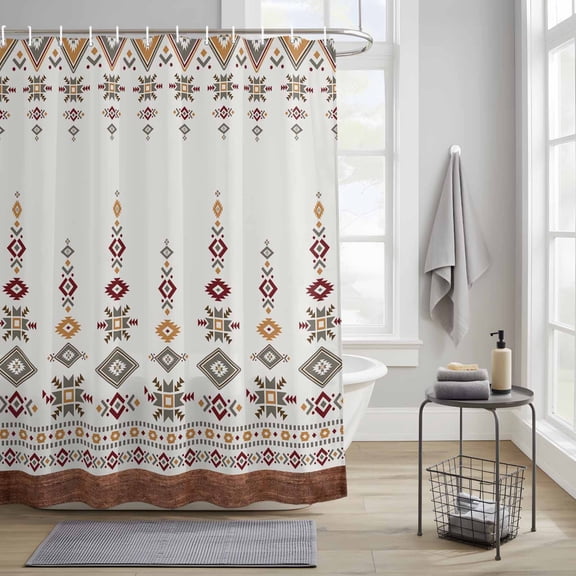 Bathroom Shower Curtain Vintage Abstract Ethnic Art Waterproof Shower Curtains with Hooks, Southwest Tribal Abstract Geometric Bath Curtains Bathtub Curtain Home Decor 36x72in