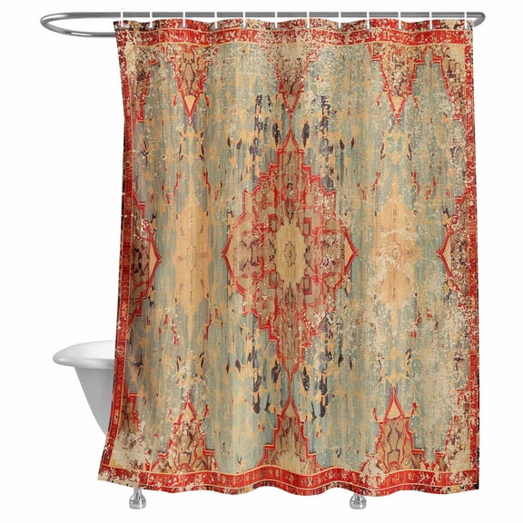 Bathroom Shower Curtain Vintage Bohemian Pattern Waterproof Shower Curtains with Hooks, Abstract Turkish Tattoos Bath Curtains Bathtub Curtain Home Decor 72x72in
