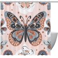Bathroom Shower Curtain Vintage Butterfly, Waterproof Fabric Shower