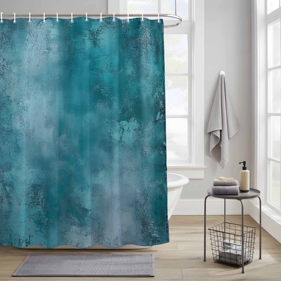 Bathroom Shower Curtain Vintage Gradient Teal Texture Waterproof Shower Curtains with Hooks, Modern Graffiti Seamless Bath Curtains Bathtub Curtain Home Decor 36x72in