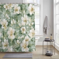 Bathroom Shower Curtain Watercolor Flower Sage Green Waterproof Shower Curtains with Hooks, Farm Floral Seamless Bath Curtains Bathtub Curtain Home Decor 36x72in