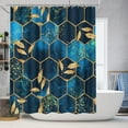 thumbnail image 1 of Bathroom Shower Curtain, Waterproof Fabric, Black & Blue Honeycomb Marble with Gold Leaves Design, with Hooks, Washable Fabric 36"W x 72"L (Pack of 1), 1 of 6