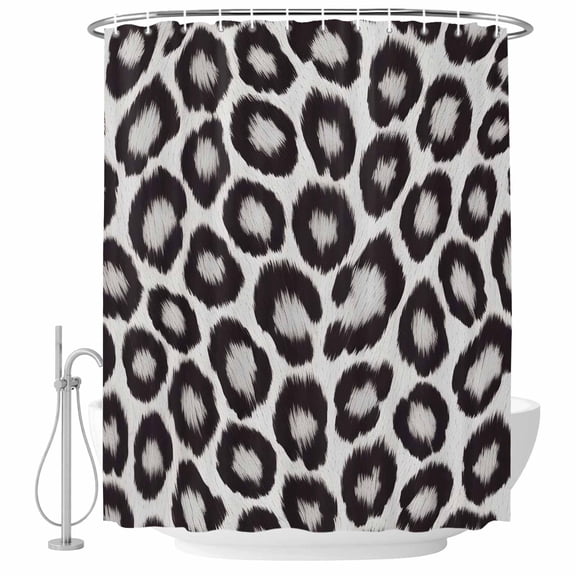 Bathroom Shower Curtain Wild Animal Skin Texture Waterproof Shower Curtains with Hooks, Black Gray Leopard Print Bath Curtains Bathtub Curtain Home Decor 60x72in
