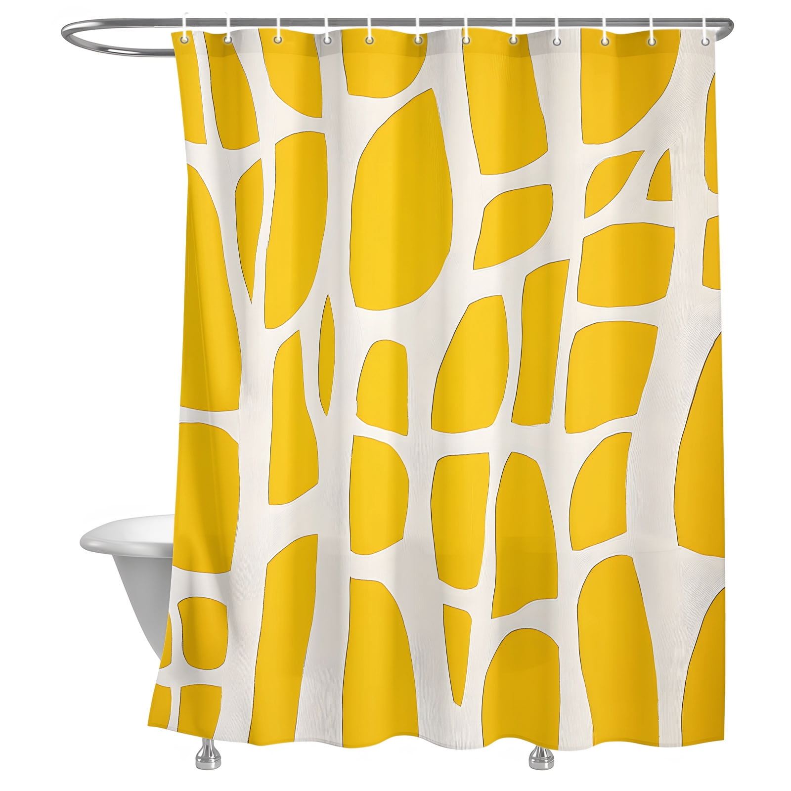 Bathroom Shower Curtain Yellow Color Block Waterproof Shower Curtains ...