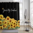 thumbnail image 1 of Bathroom Shower Curtain You Are My Sunshine Words on Black Waterproof Shower Curtains with Hooks, Watercolor Sunflowers Bath Curtains Bathtub Curtain Home Decor 36x72in, 1 of 9
