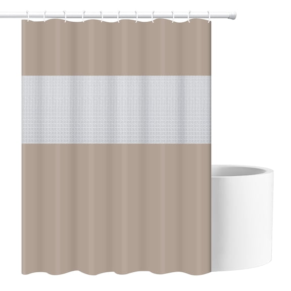 Bathroom Shower Curtains 1pc Transparent Bathroom Decoration with Hooks Bath Waterproof(180 * 180cm, Khaki)