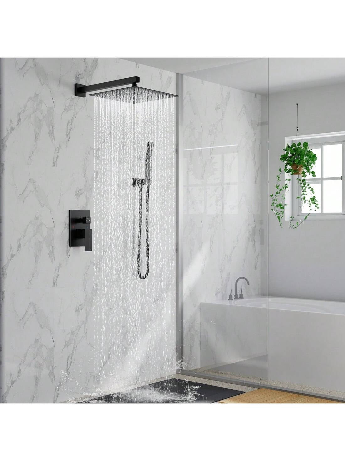 Bathroom Shower Faucet Set, 10/12 Inch Rainfall Shower Head With ...