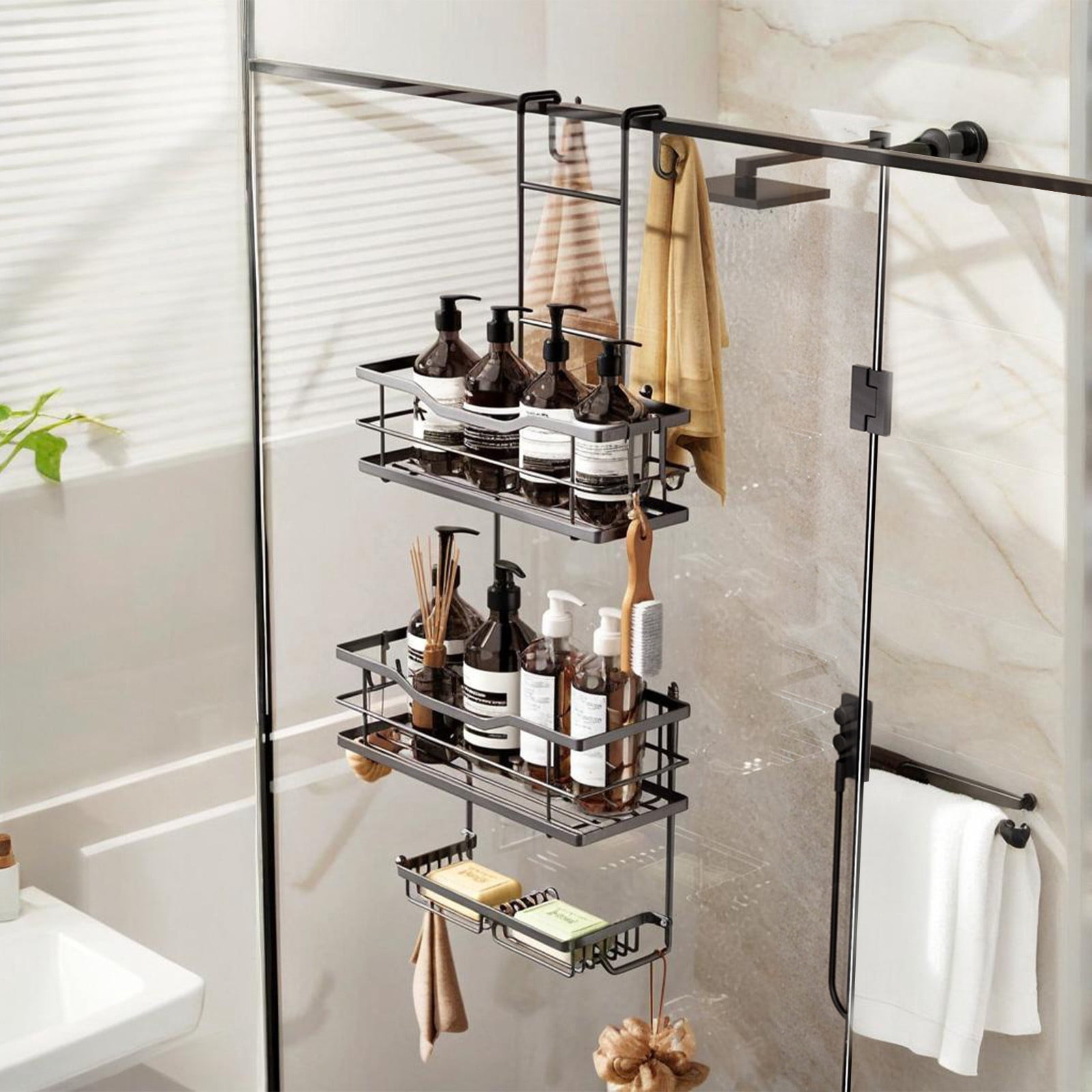 Bathroom Shower Hanging Rack, 3 Tier Shower Organizer With Soap Rack ...