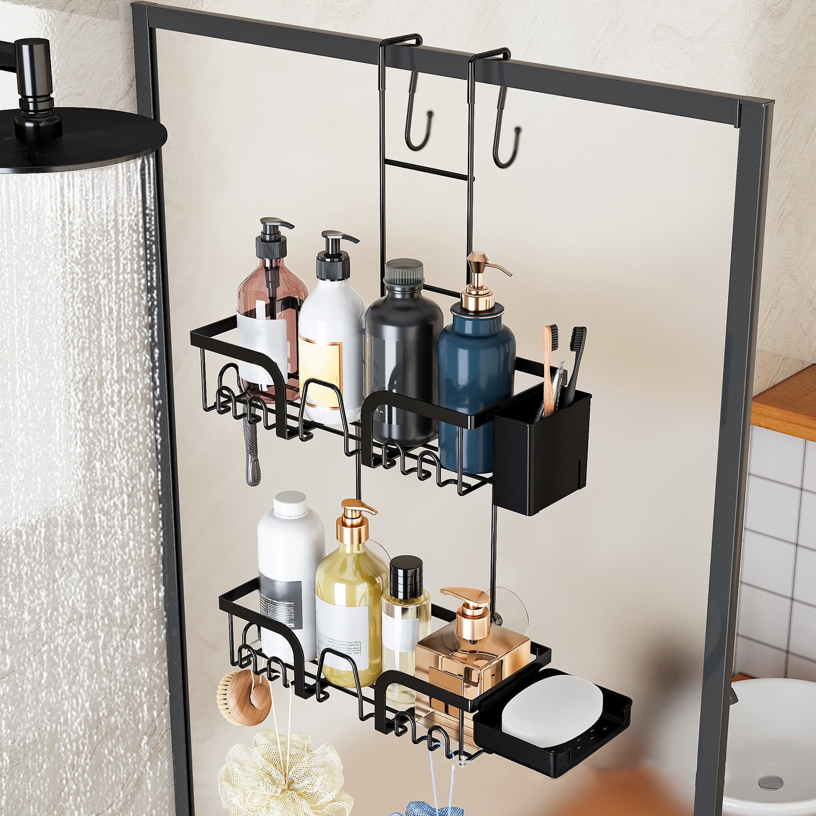 Bathroom Shower Hanging Rack, 3 Tier Shower Organizer With Soap Rack ...