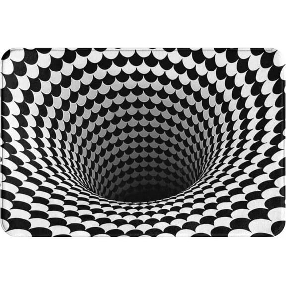 Bathroom Shower Mat Doormat Bath Rug Non Slip,Optical Illusion Black Hole Vortex Floor Rug Absorbent Carpets Floor Mat Home Decor for Kitchen Bedroom Rug 16x24IN
